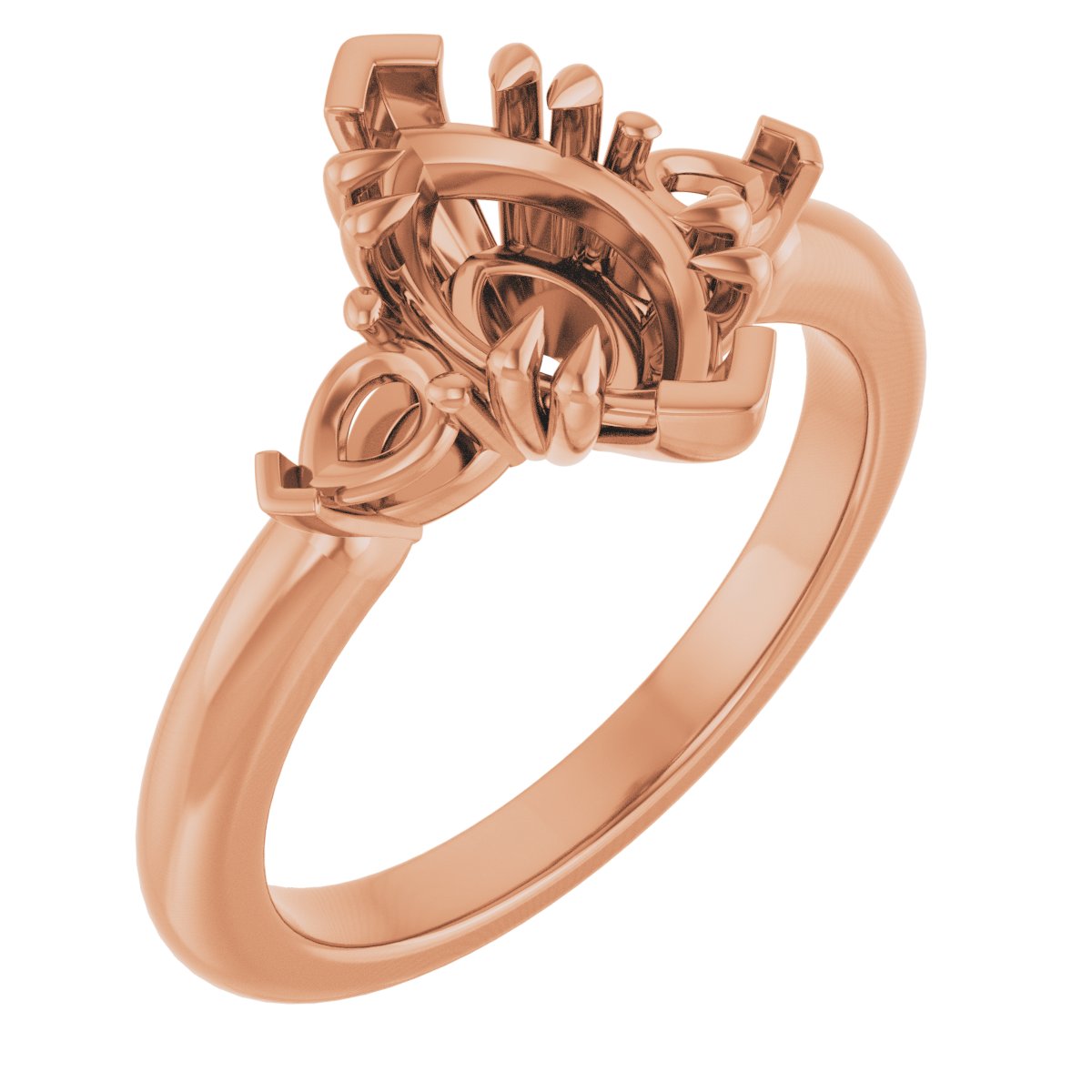 Double Claw-Prong Three-Stone Engagement Ring