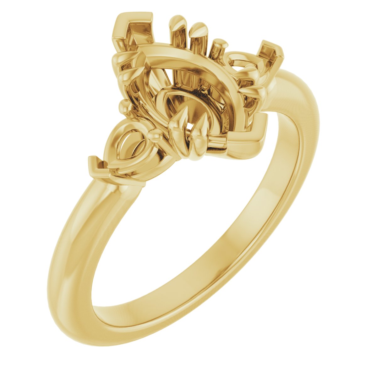 Double Claw-Prong Three-Stone Engagement Ring