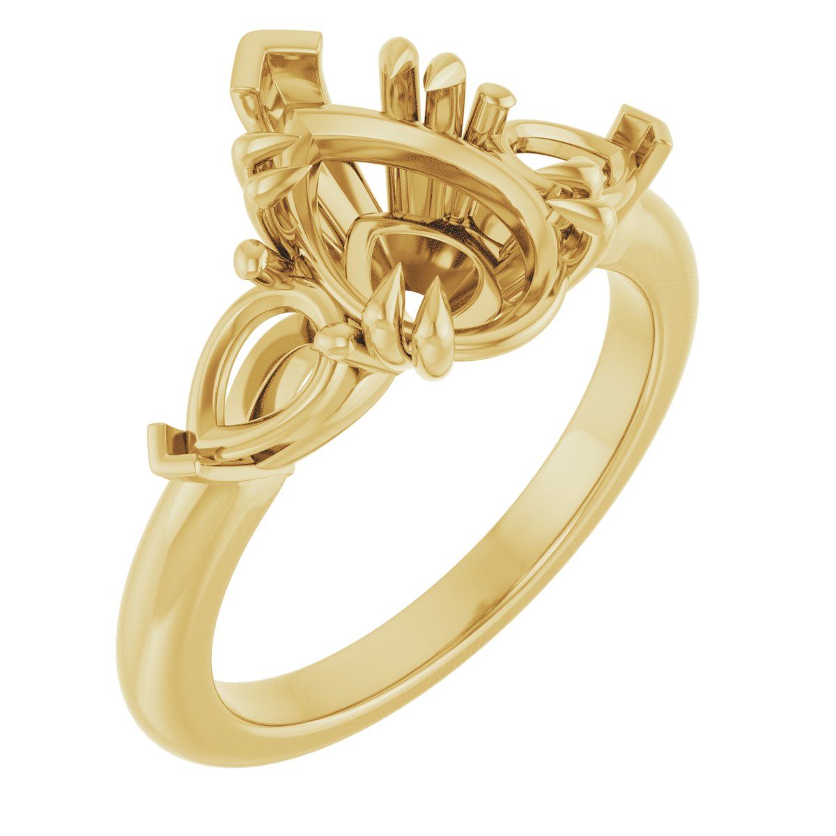 Double Claw-Prong Three-Stone Engagement Ring