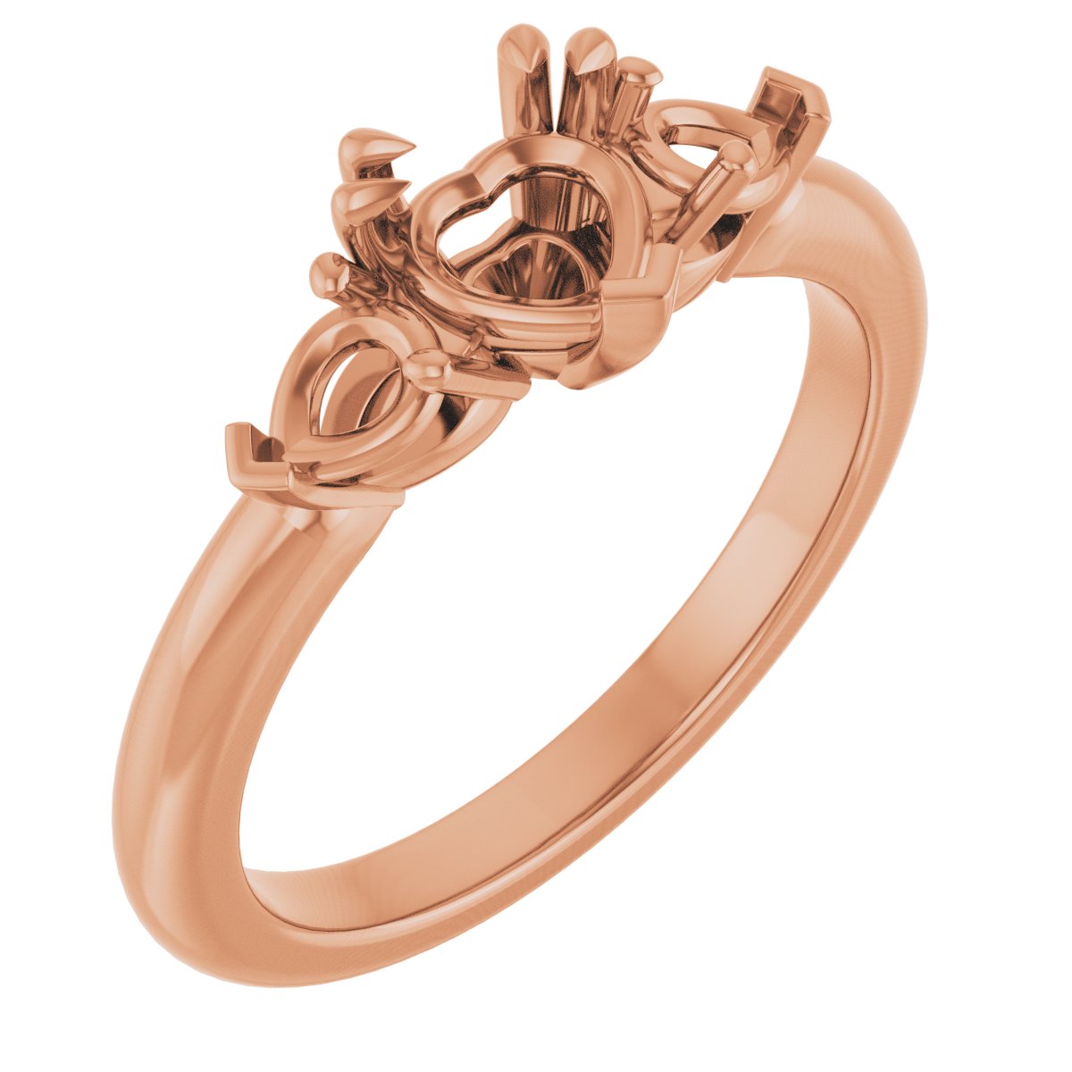 Double Claw-Prong Three-Stone Engagement Ring