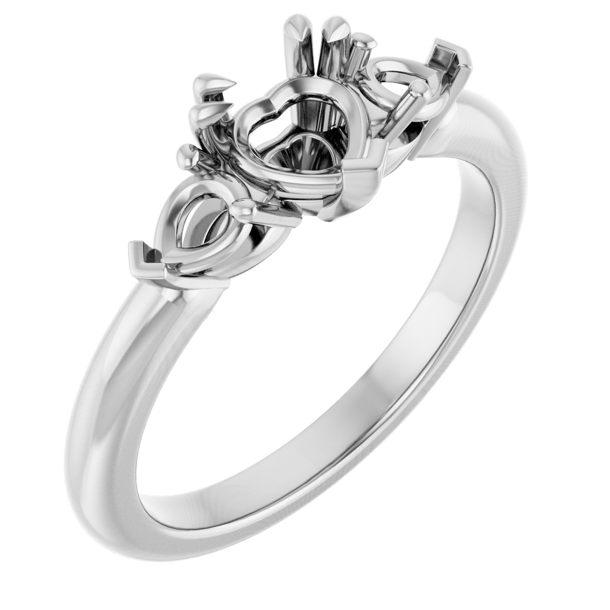 Double Claw-Prong Three-Stone Engagement Ring