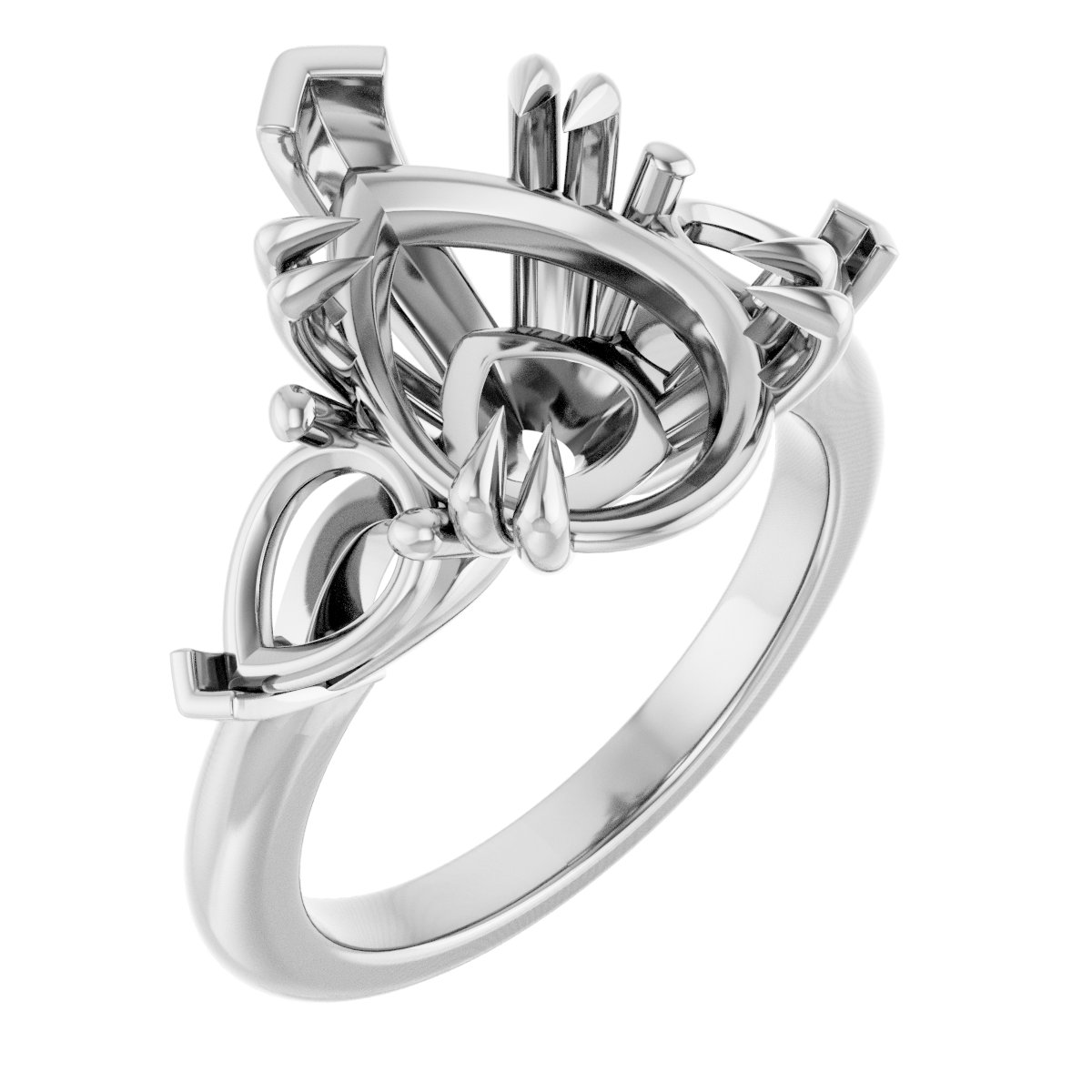 Double Claw-Prong Three-Stone Engagement Ring