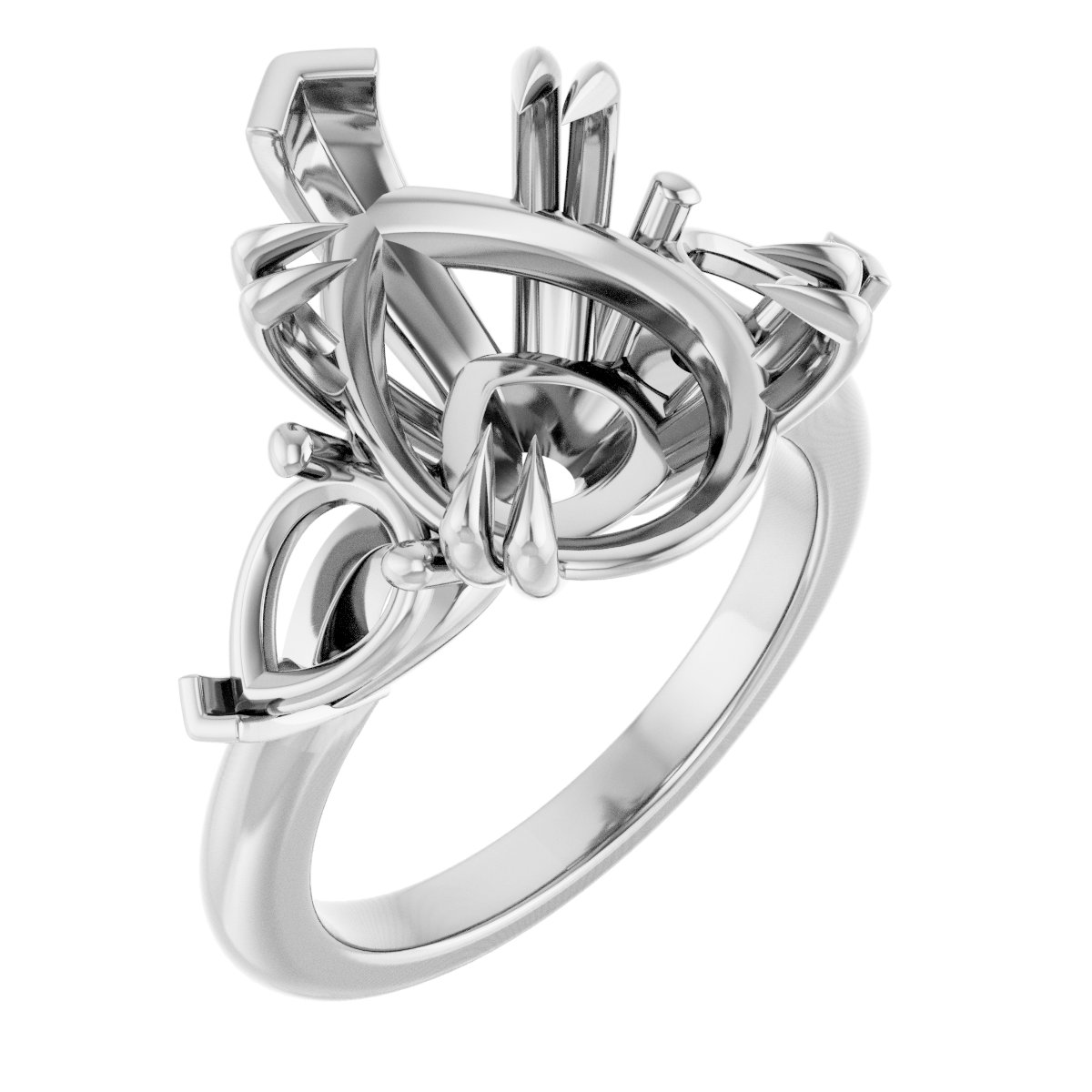 Double Claw-Prong Three-Stone Engagement Ring