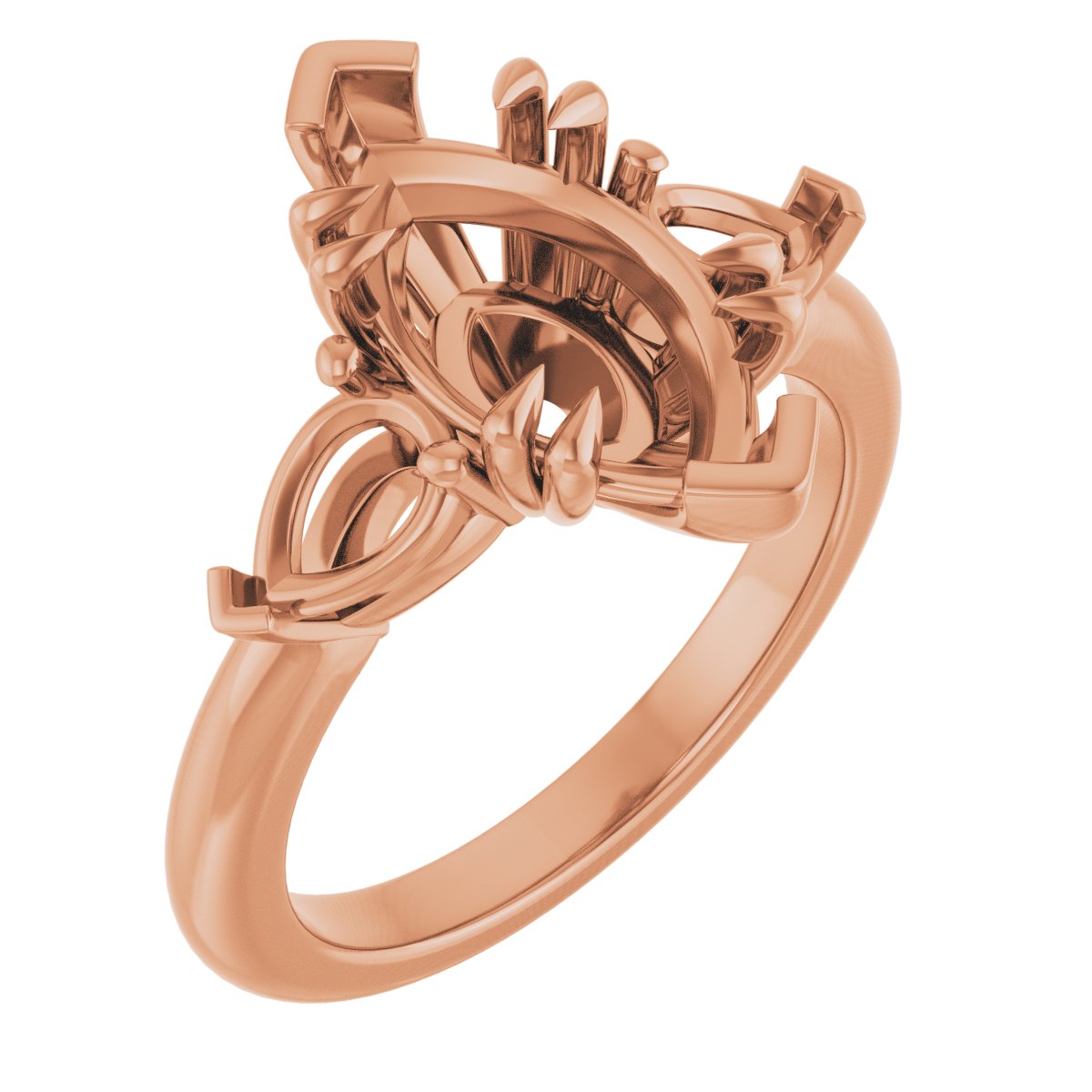 Double Claw-Prong Three-Stone Engagement Ring