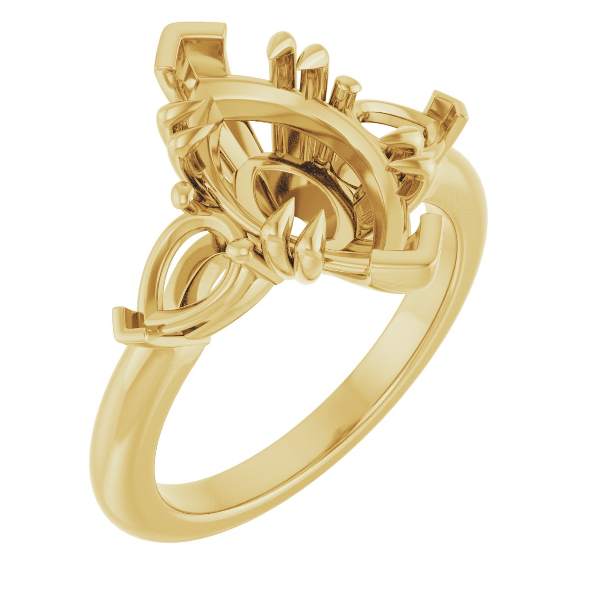 Double Claw-Prong Three-Stone Engagement Ring