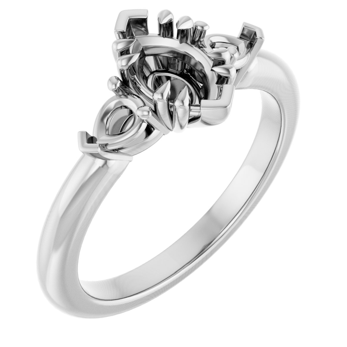 Double Claw-Prong Three-Stone Engagement Ring