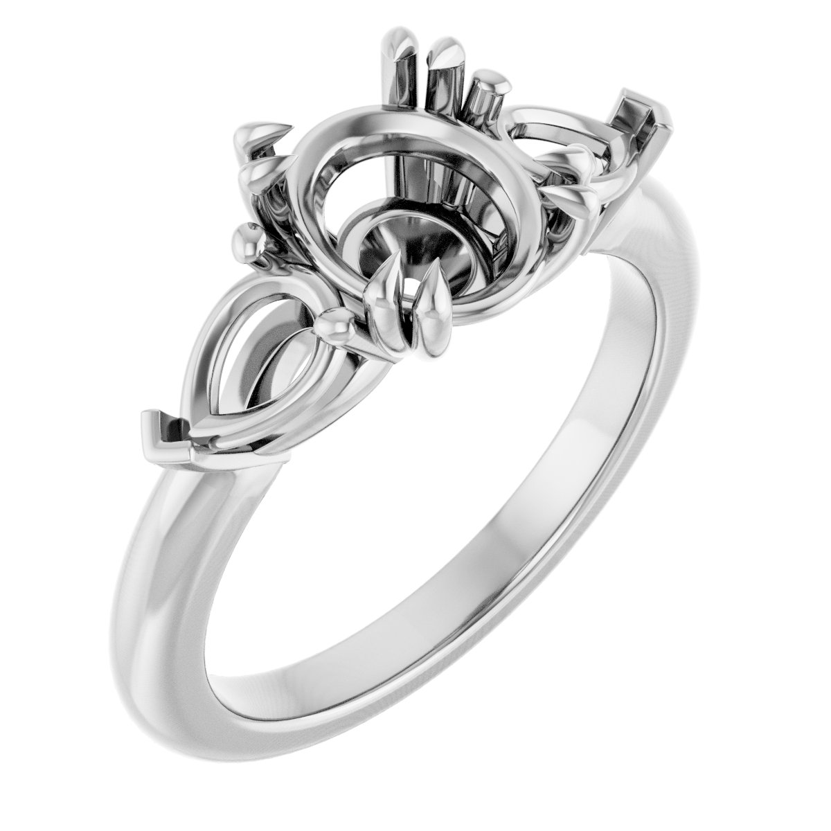 Double Claw-Prong Three-Stone Engagement Ring