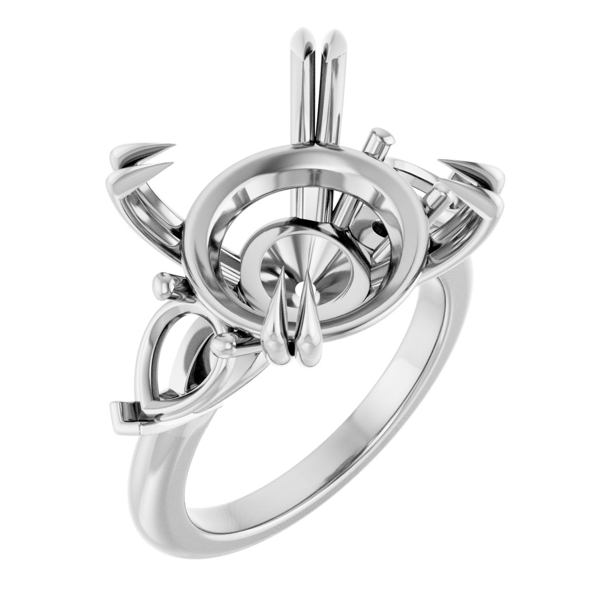 Double Claw-Prong Three-Stone Engagement Ring