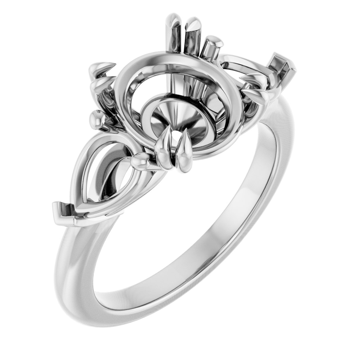 Double Claw-Prong Three-Stone Engagement Ring