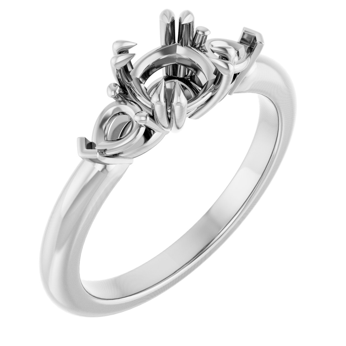 Double Claw-Prong Three-Stone Engagement Ring