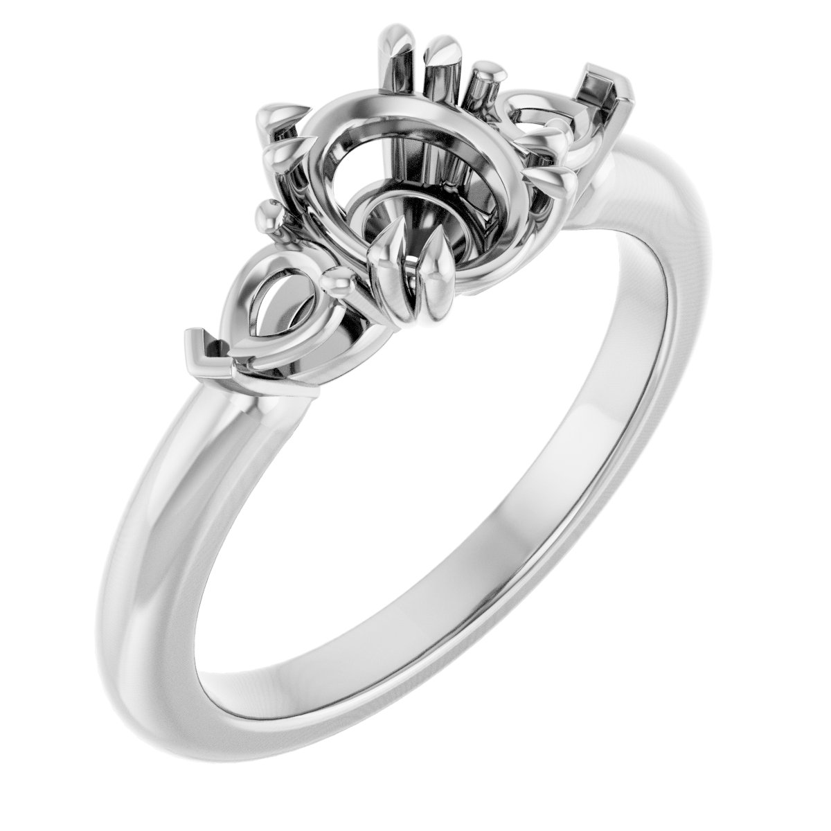 Double Claw-Prong Three-Stone Engagement Ring
