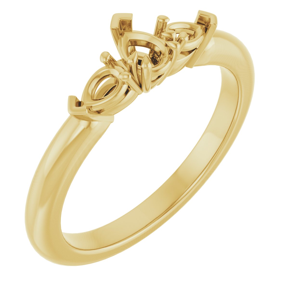 Double Claw-Prong Three-Stone Engagement Ring