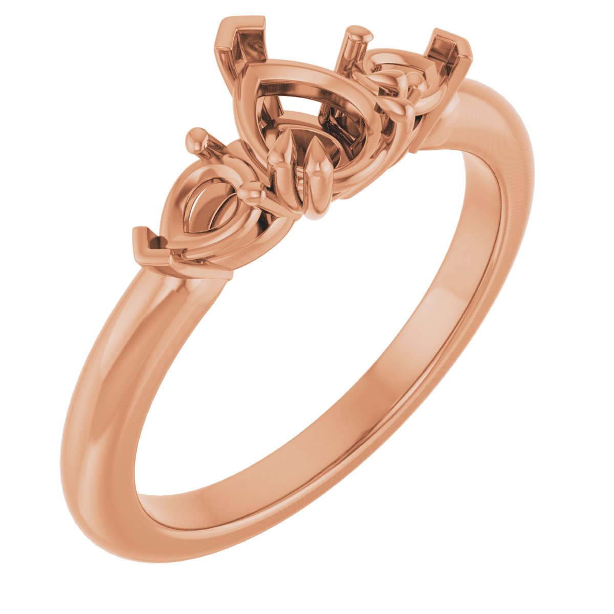 Double Claw-Prong Three-Stone Engagement Ring