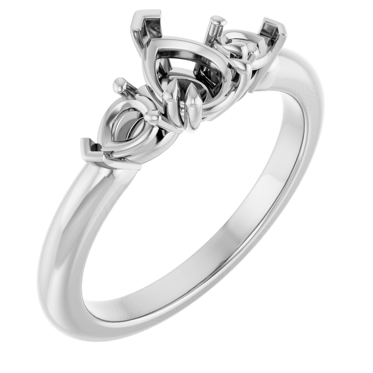 Double Claw-Prong Three-Stone Engagement Ring