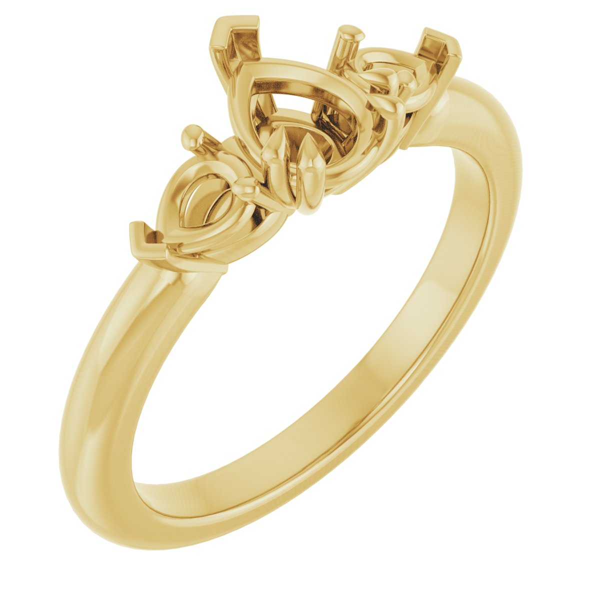 Double Claw-Prong Three-Stone Engagement Ring