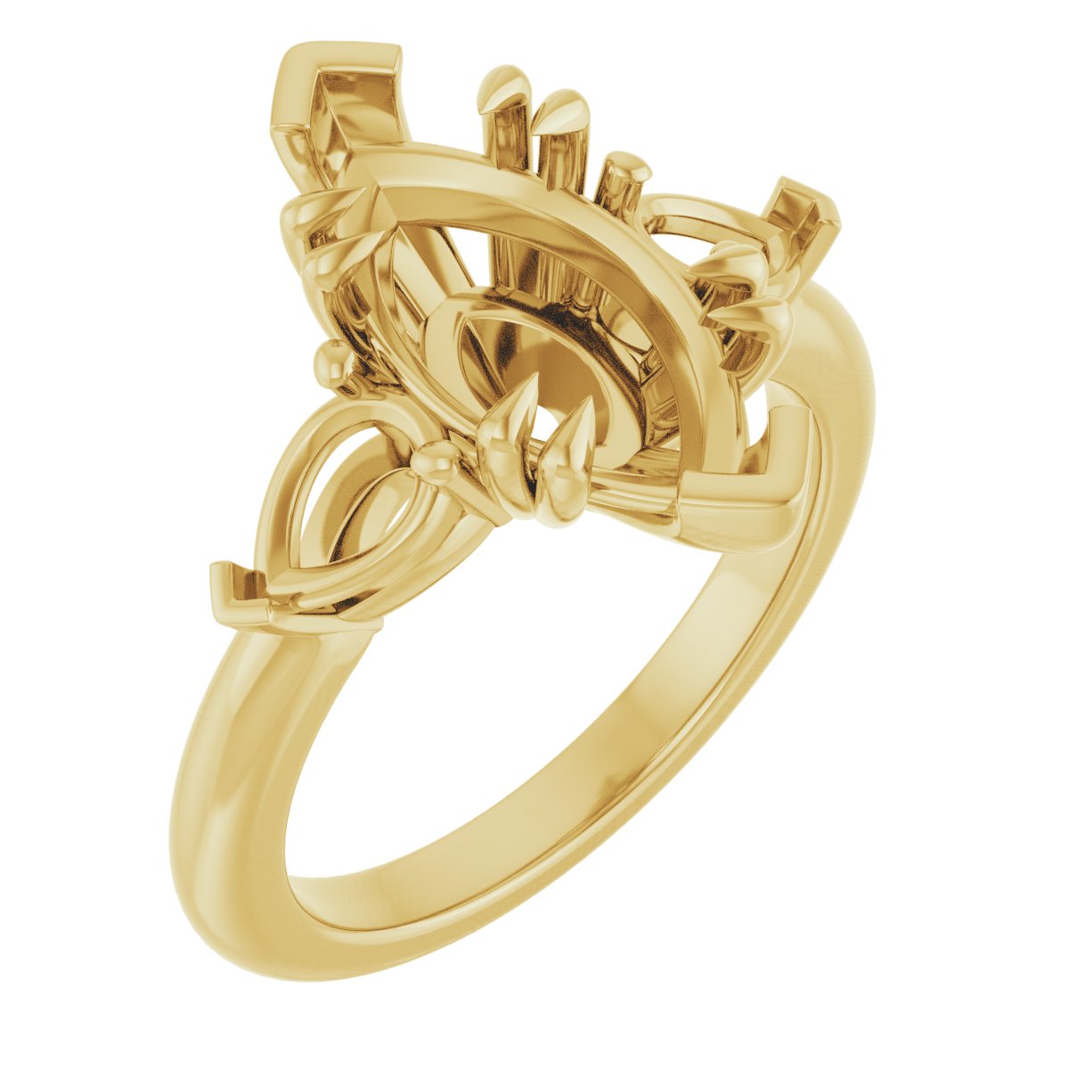 Double Claw-Prong Three-Stone Engagement Ring