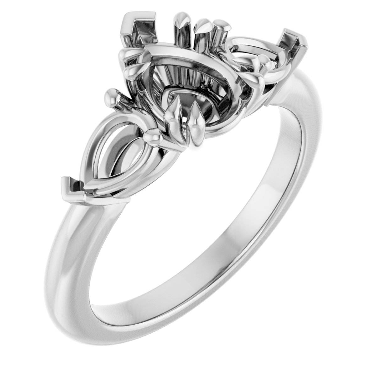 Double Claw-Prong Three-Stone Engagement Ring