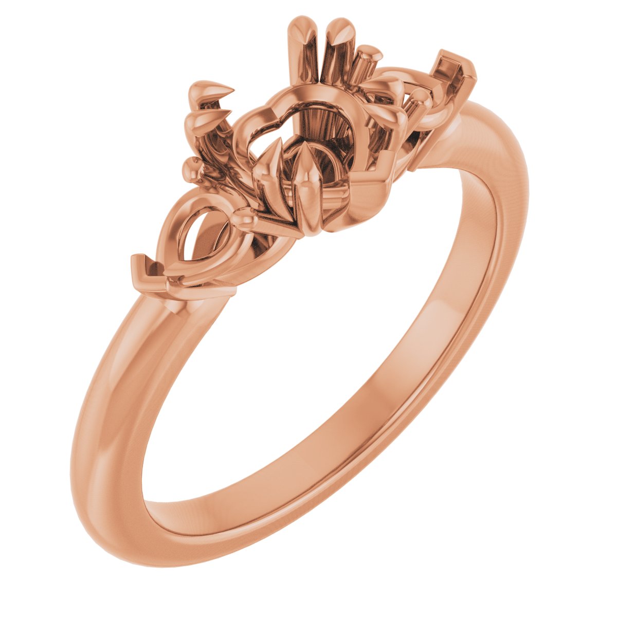 Double Claw-Prong Three-Stone Engagement Ring
