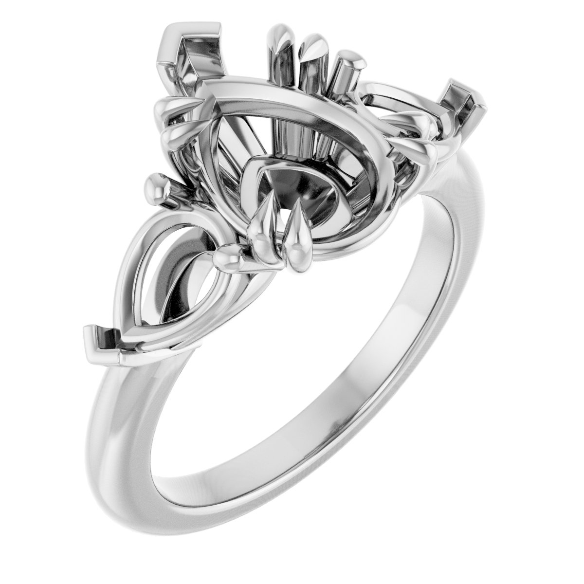 Double Claw-Prong Three-Stone Engagement Ring