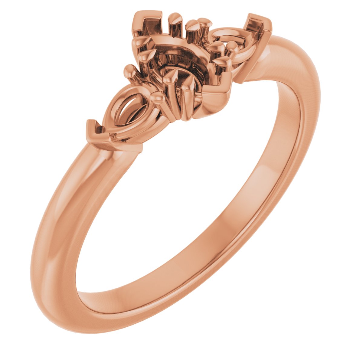 Double Claw-Prong Three-Stone Engagement Ring