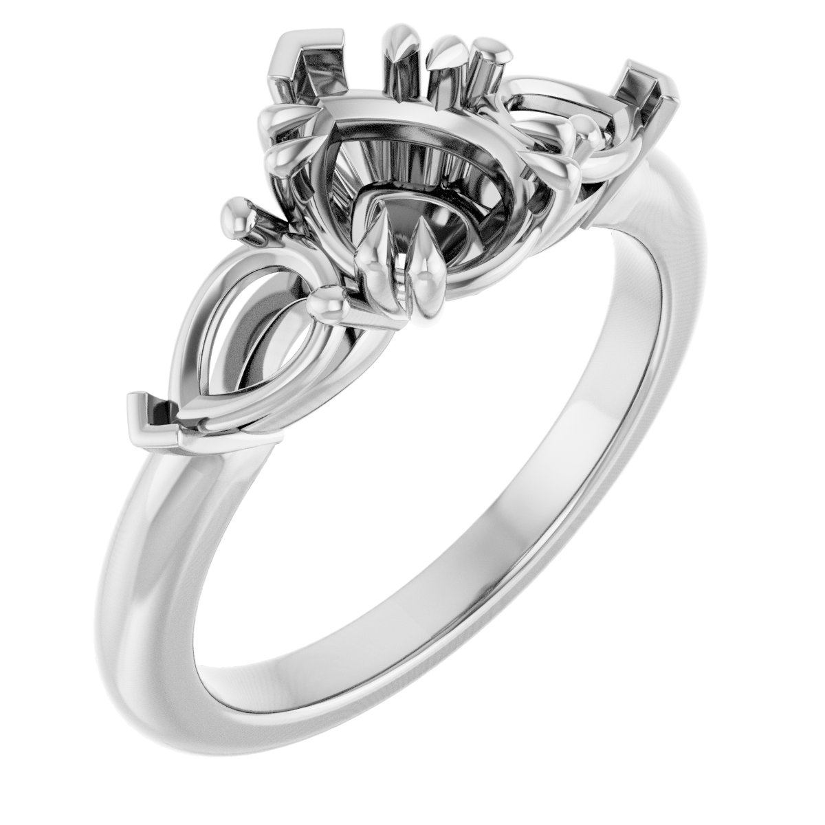 Double Claw-Prong Three-Stone Engagement Ring