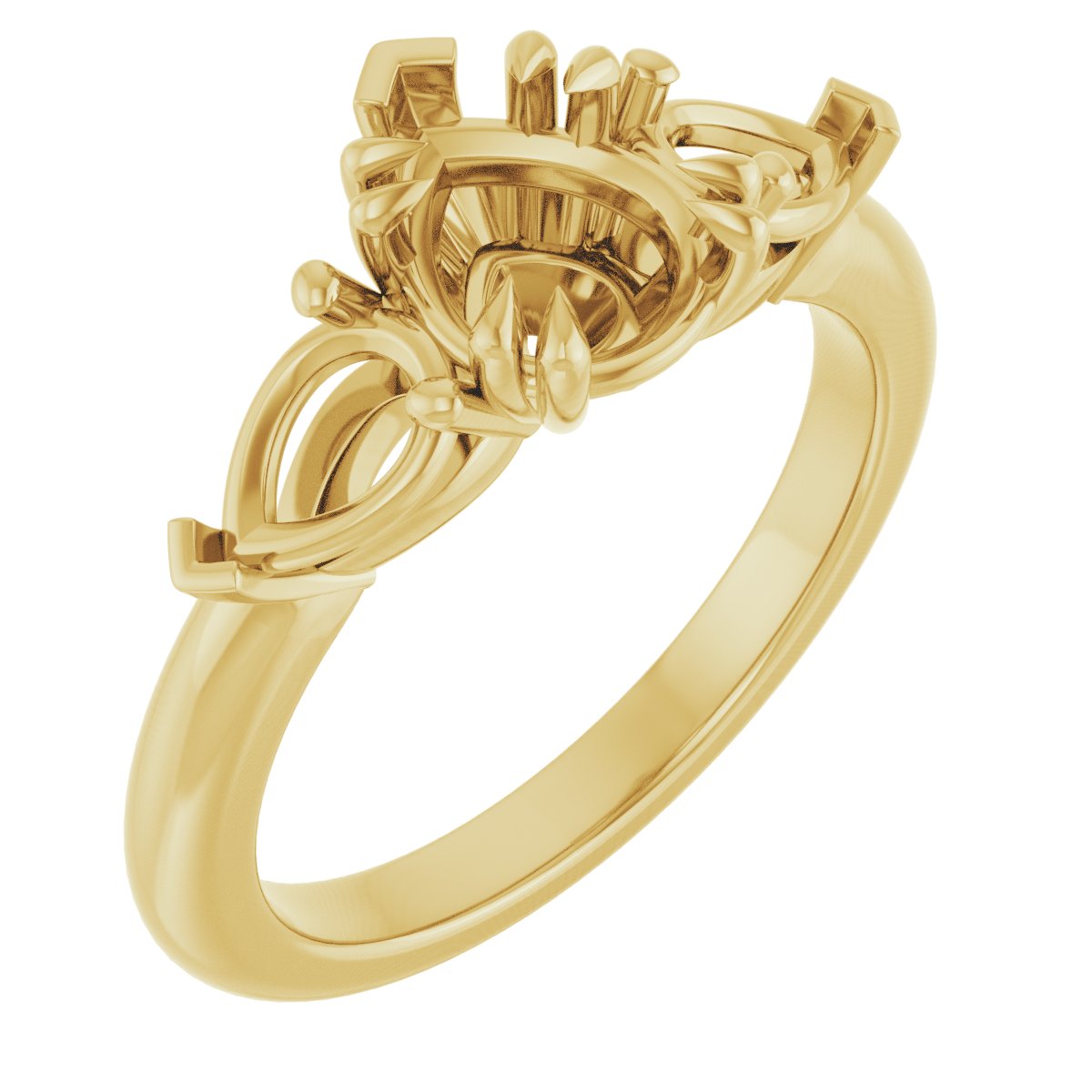 Double Claw-Prong Three-Stone Engagement Ring