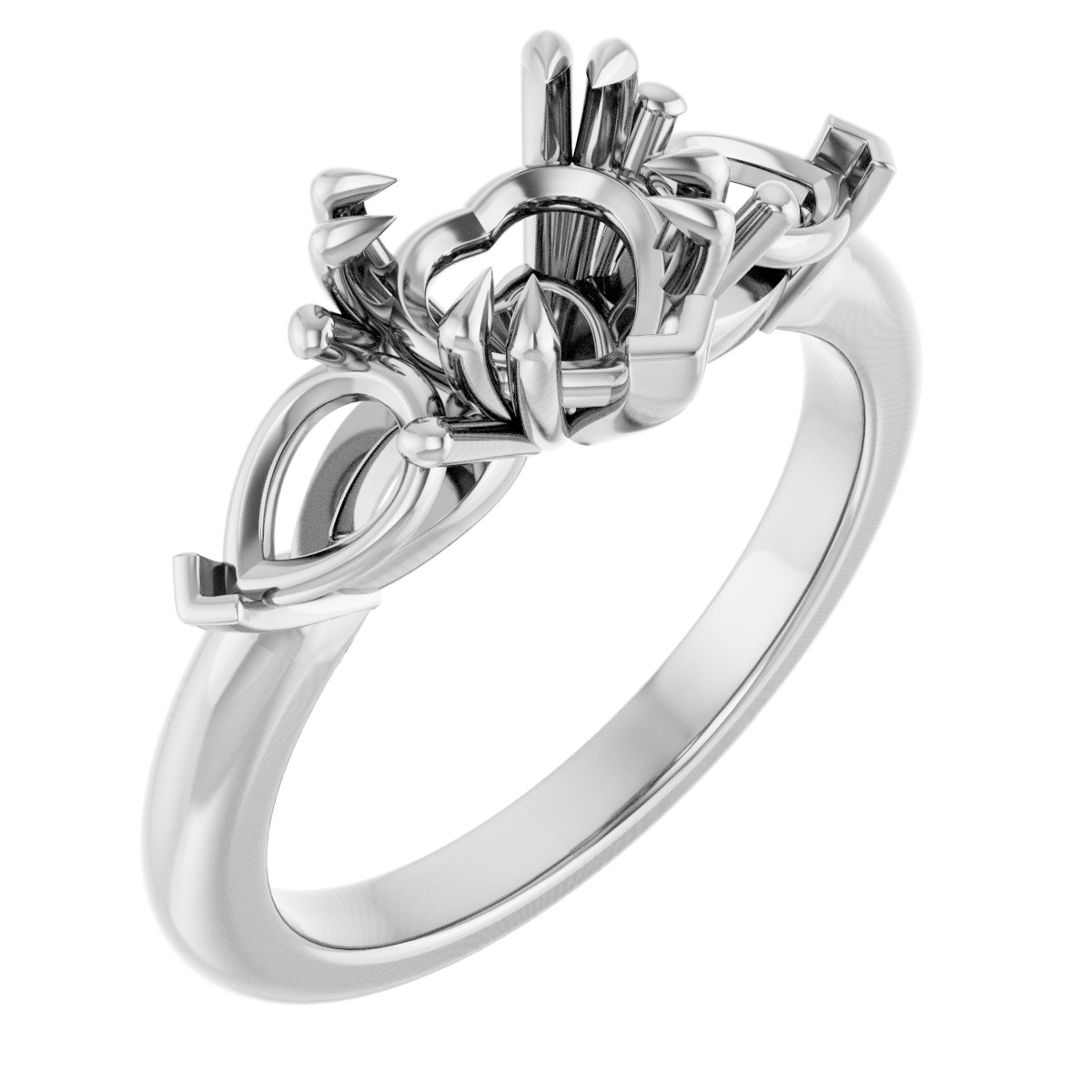 Double Claw-Prong Three-Stone Engagement Ring