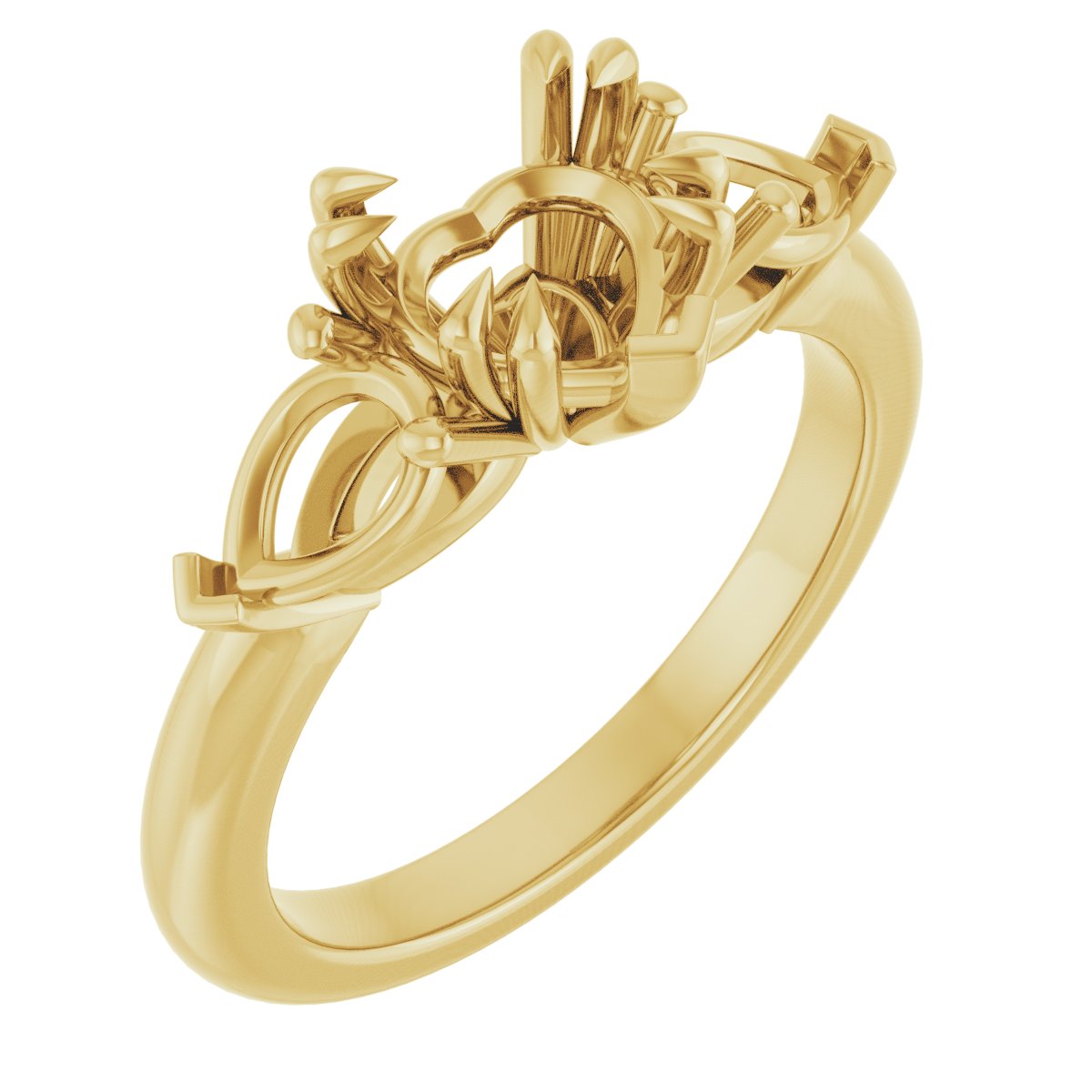 Double Claw-Prong Three-Stone Engagement Ring