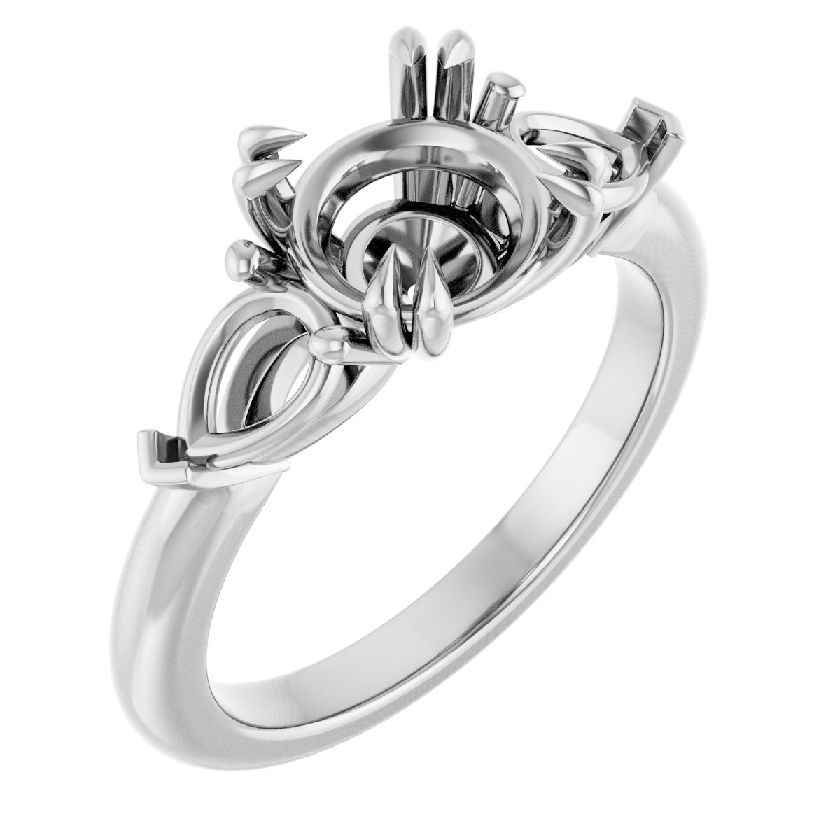 Double Claw-Prong Three-Stone Engagement Ring