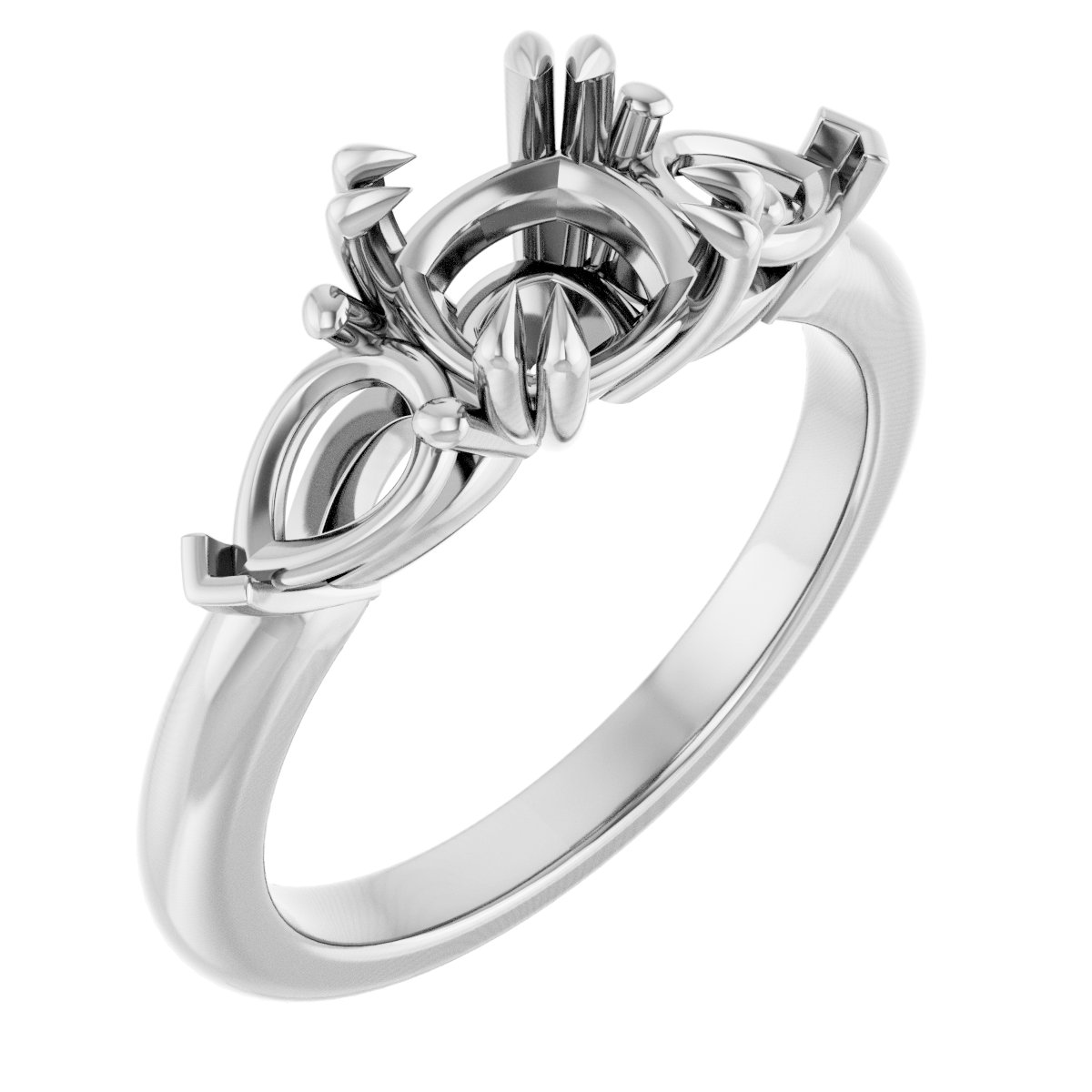 Double Claw-Prong Three-Stone Engagement Ring