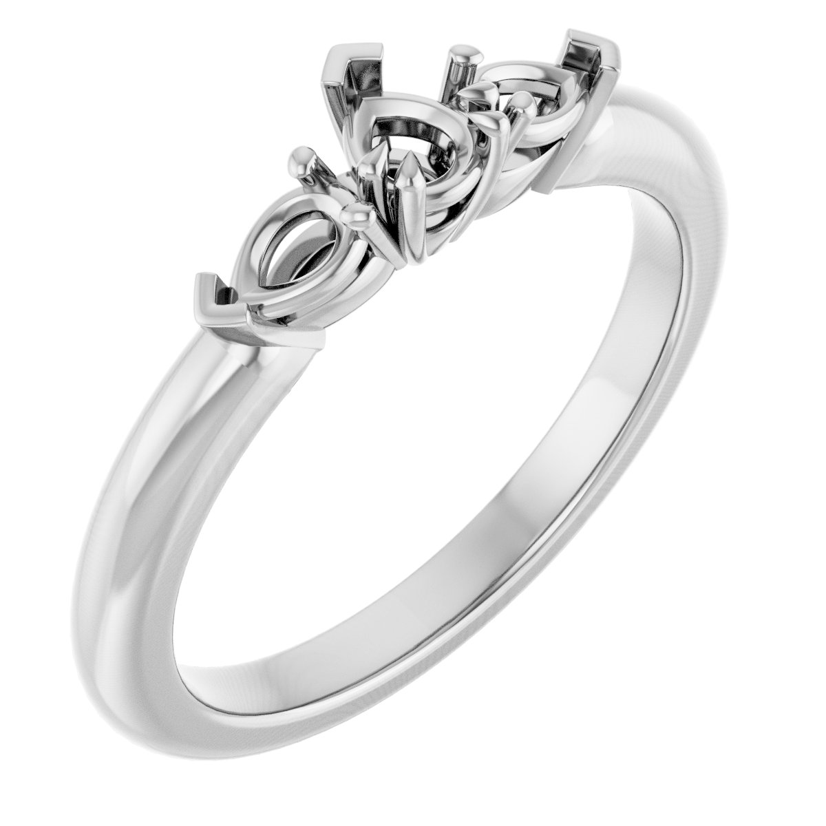 Double Claw-Prong Three-Stone Engagement Ring
