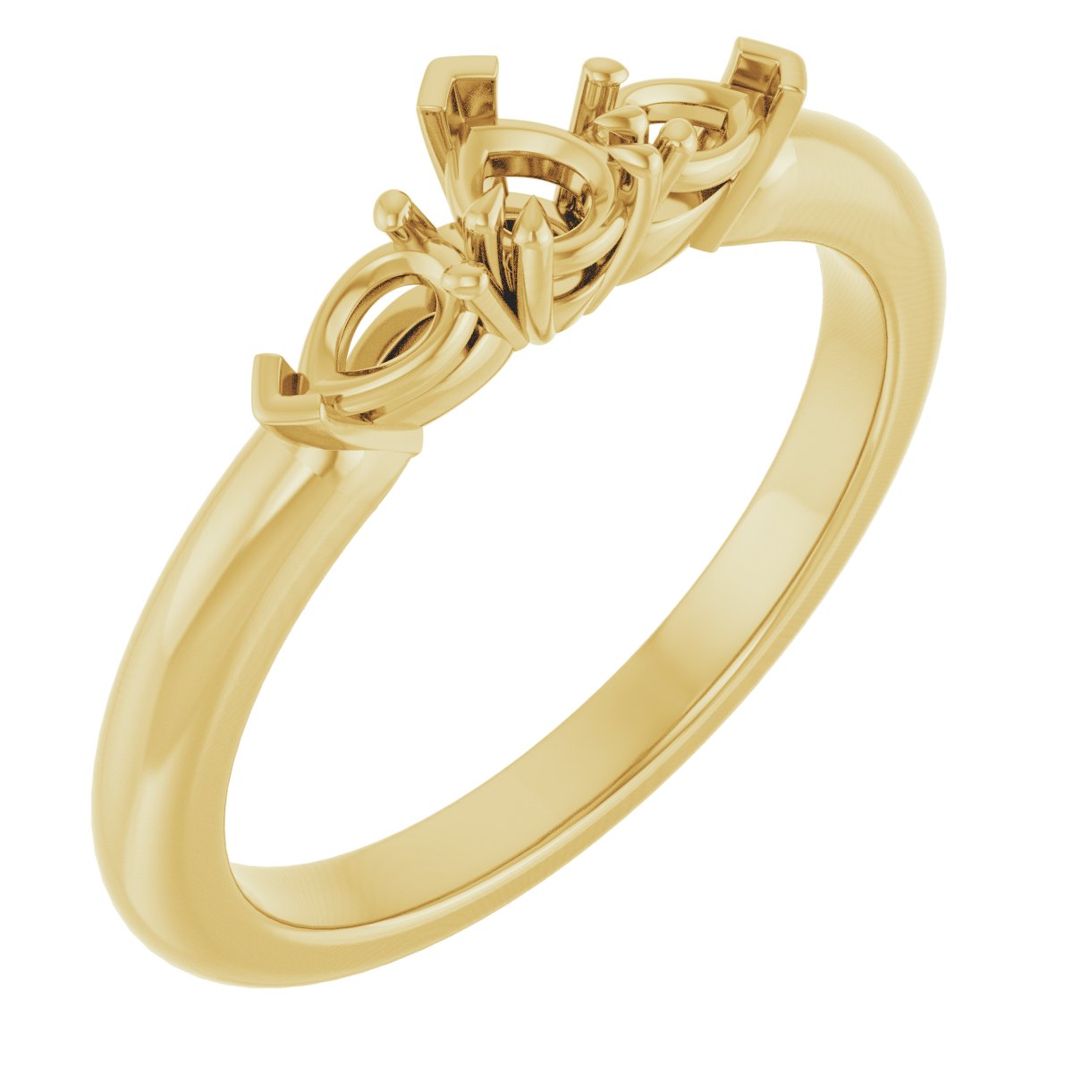 Double Claw-Prong Three-Stone Engagement Ring