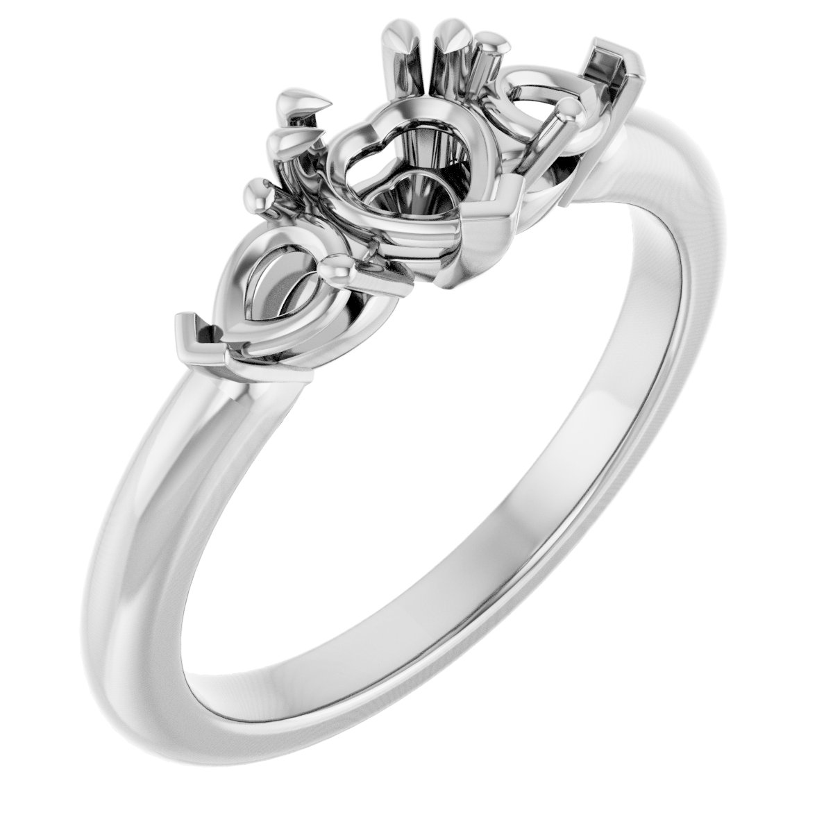 Double Claw-Prong Three-Stone Engagement Ring