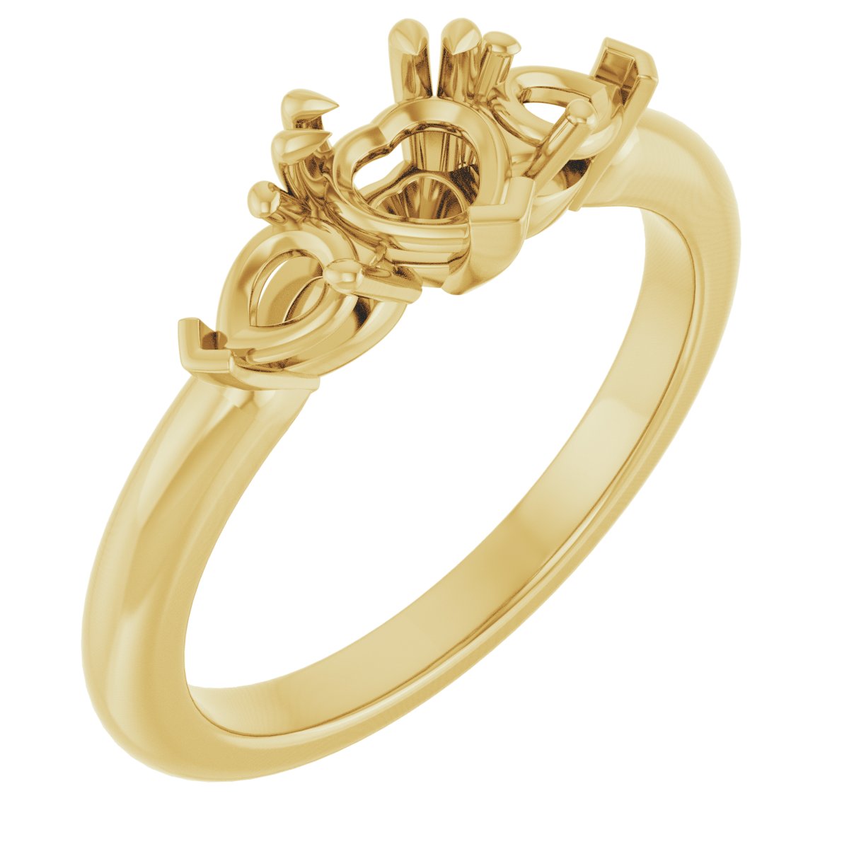 Double Claw-Prong Three-Stone Engagement Ring