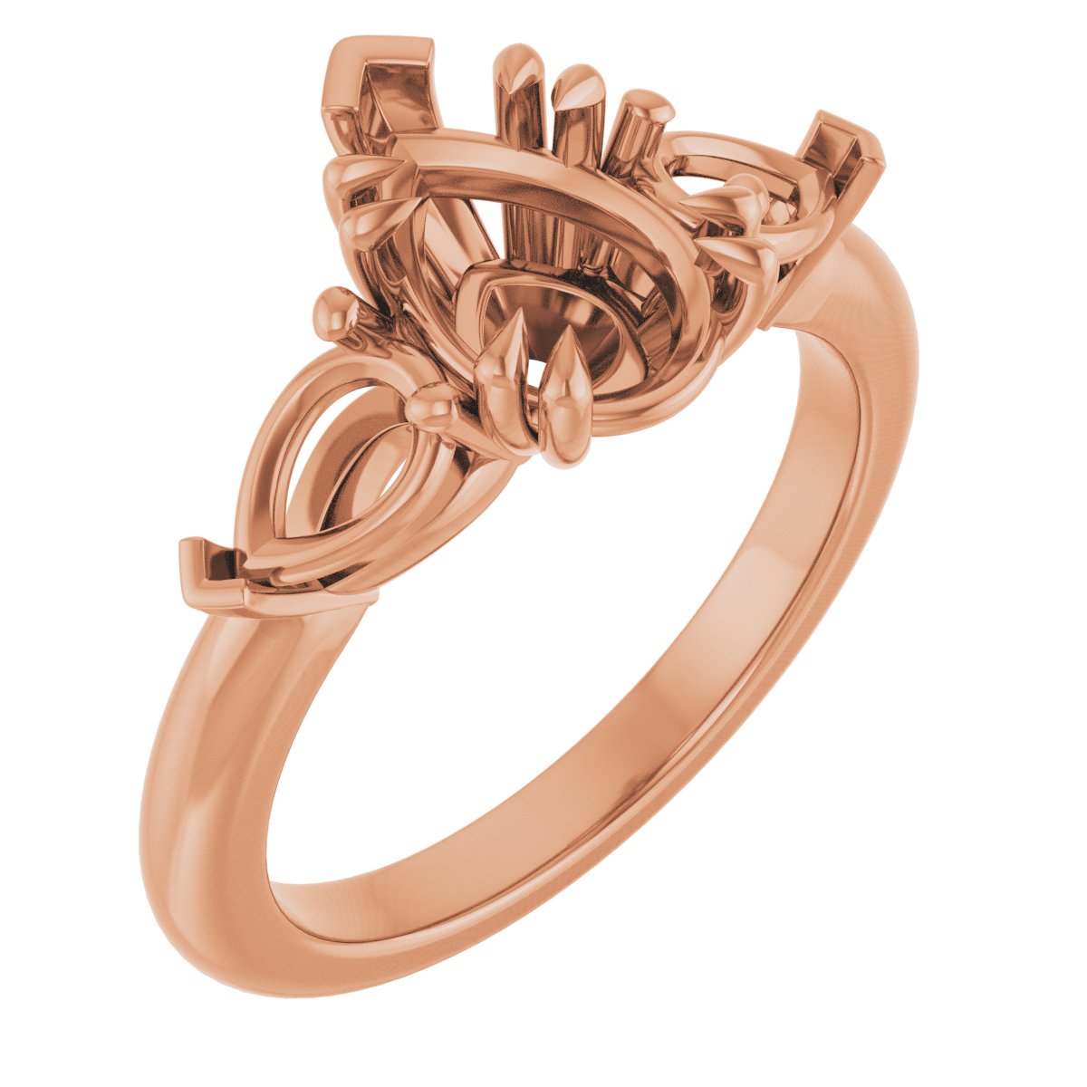 Double Claw-Prong Three-Stone Engagement Ring