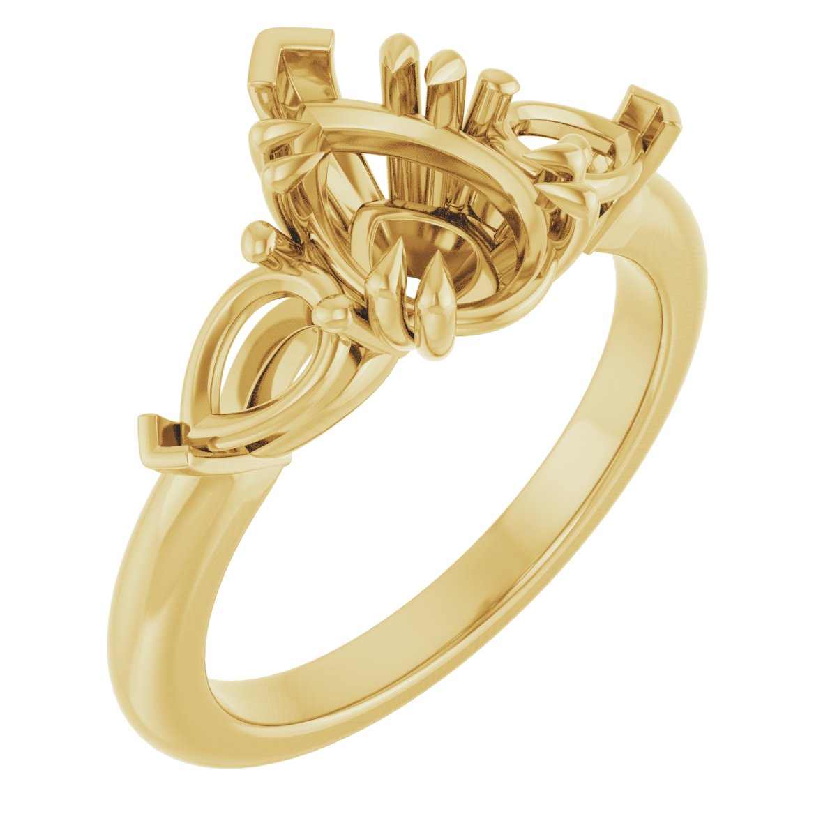 Double Claw-Prong Three-Stone Engagement Ring