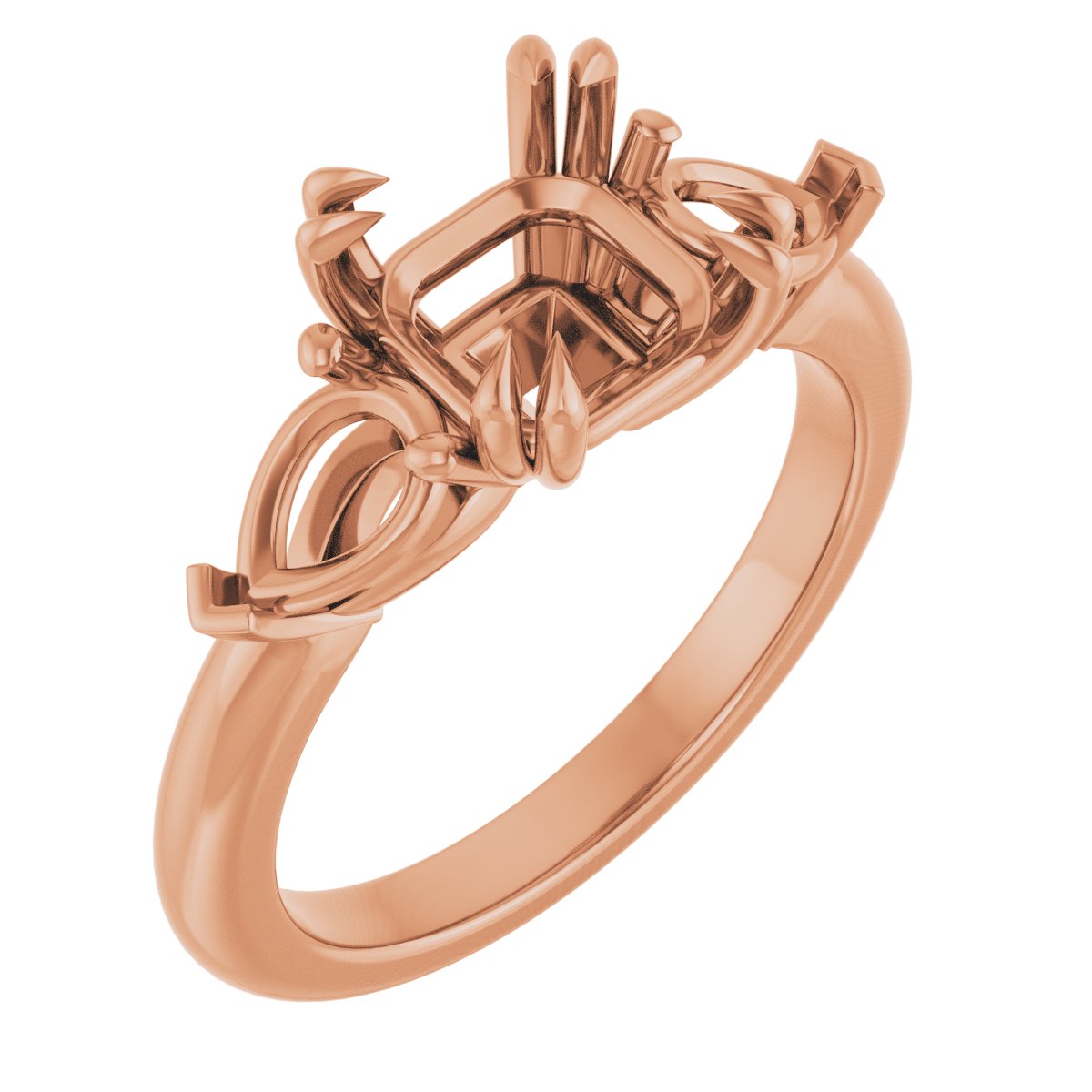 Double Claw-Prong Three-Stone Engagement Ring