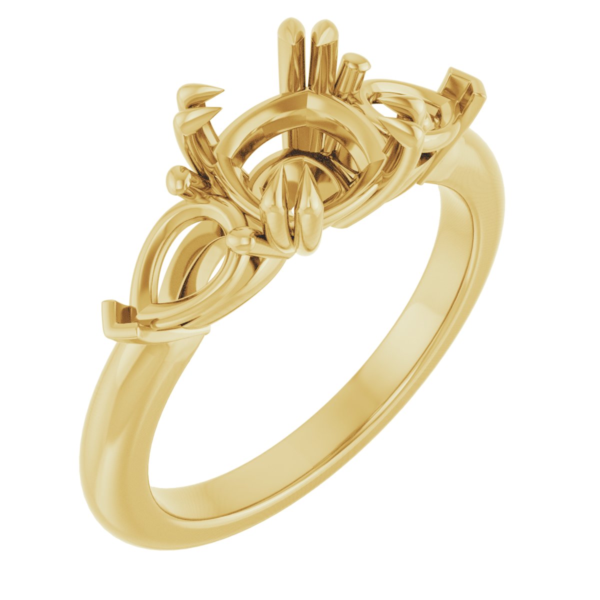 Double Claw-Prong Three-Stone Engagement Ring