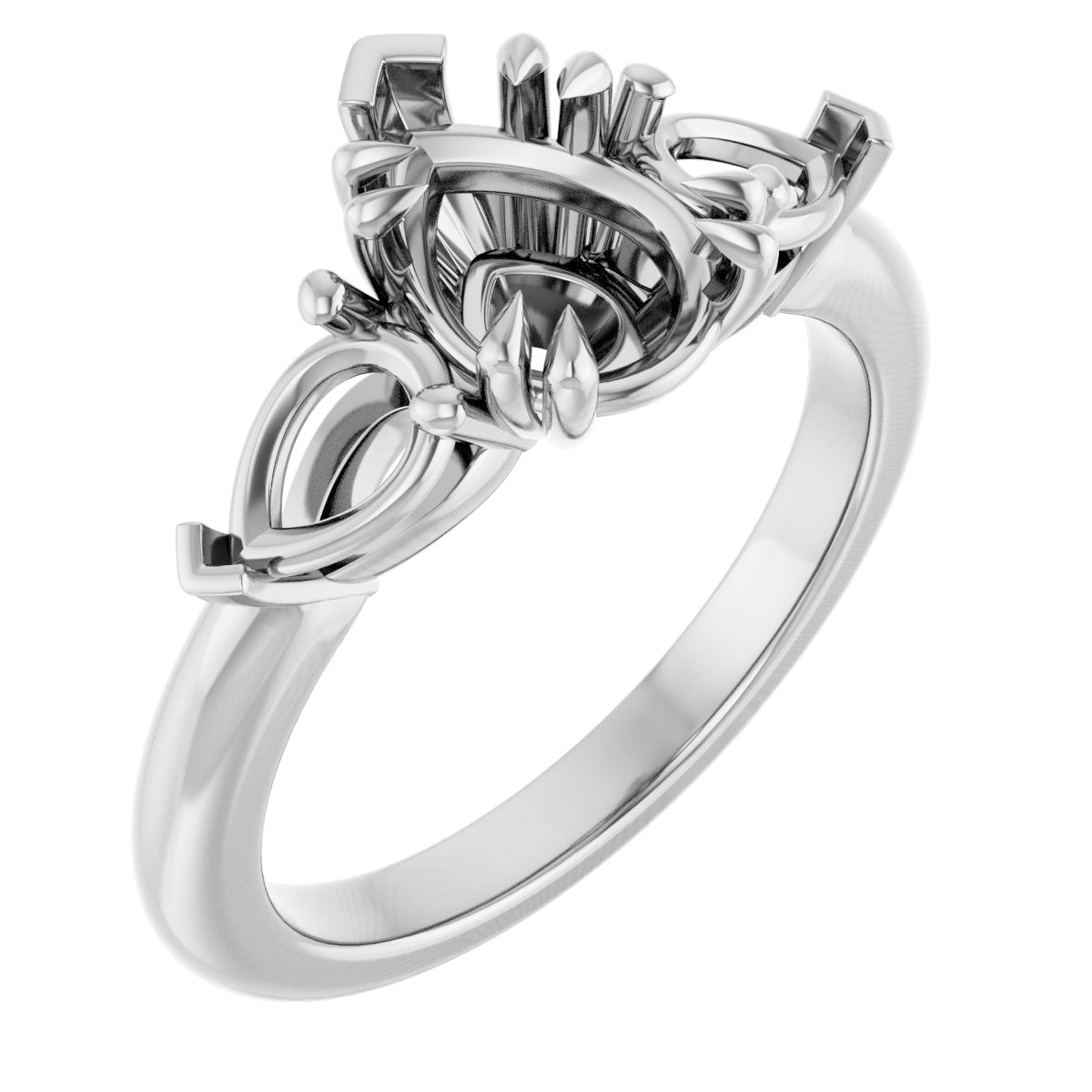 Double Claw-Prong Three-Stone Engagement Ring