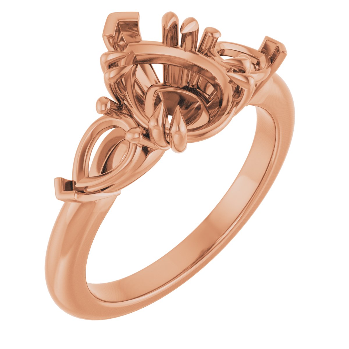 Double Claw-Prong Three-Stone Engagement Ring