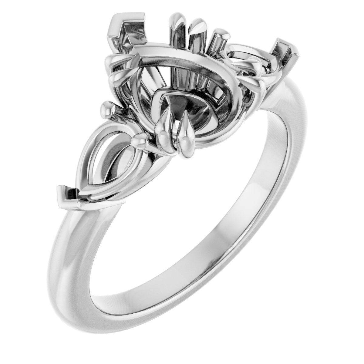 Double Claw-Prong Three-Stone Engagement Ring