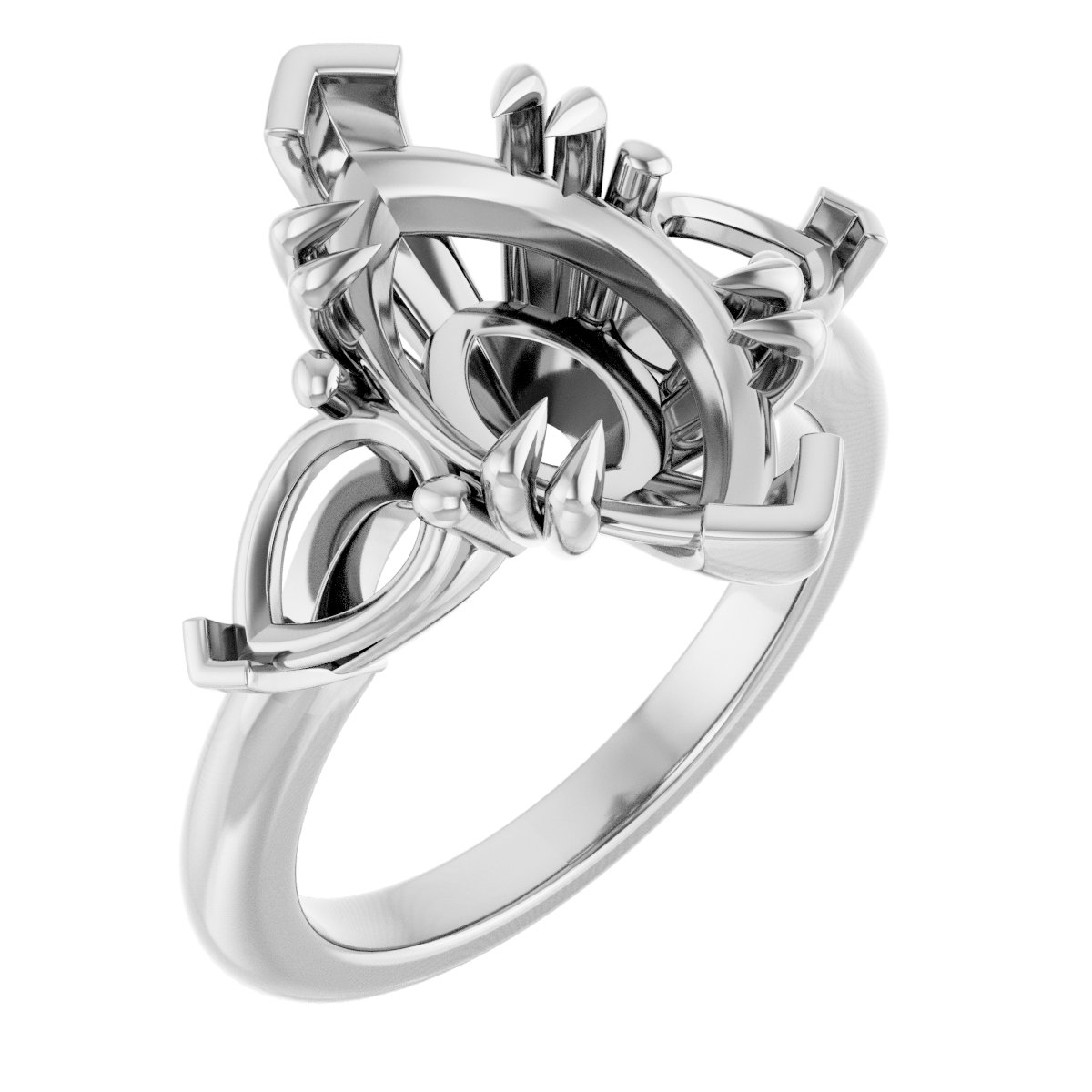 Double Claw-Prong Three-Stone Engagement Ring