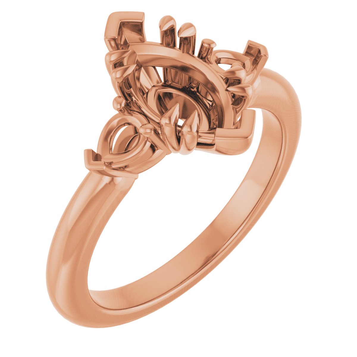 Double Claw-Prong Three-Stone Engagement Ring