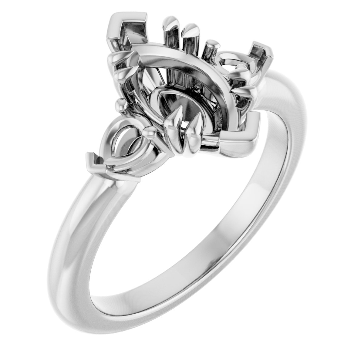 Double Claw-Prong Three-Stone Engagement Ring