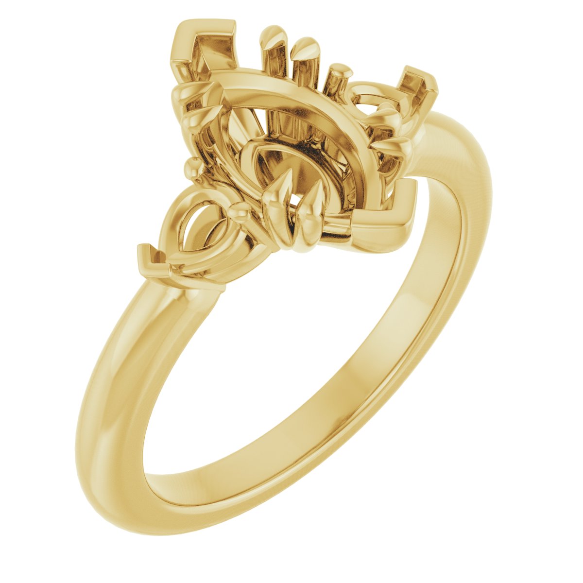 Double Claw-Prong Three-Stone Engagement Ring