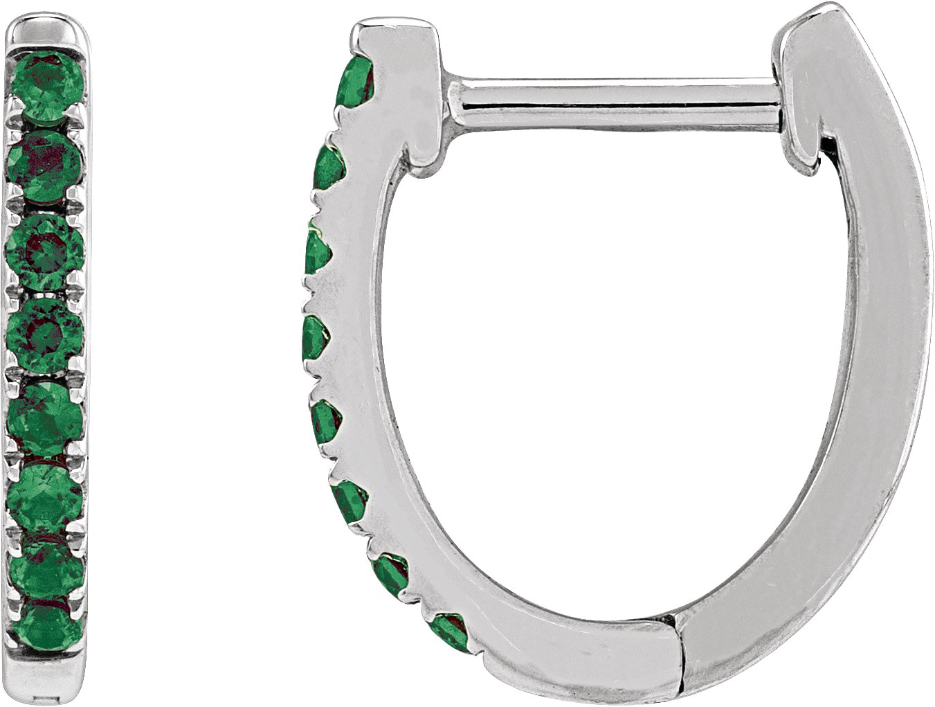 Lab-Grown Emerald 12.95 mm Hoop Earrings