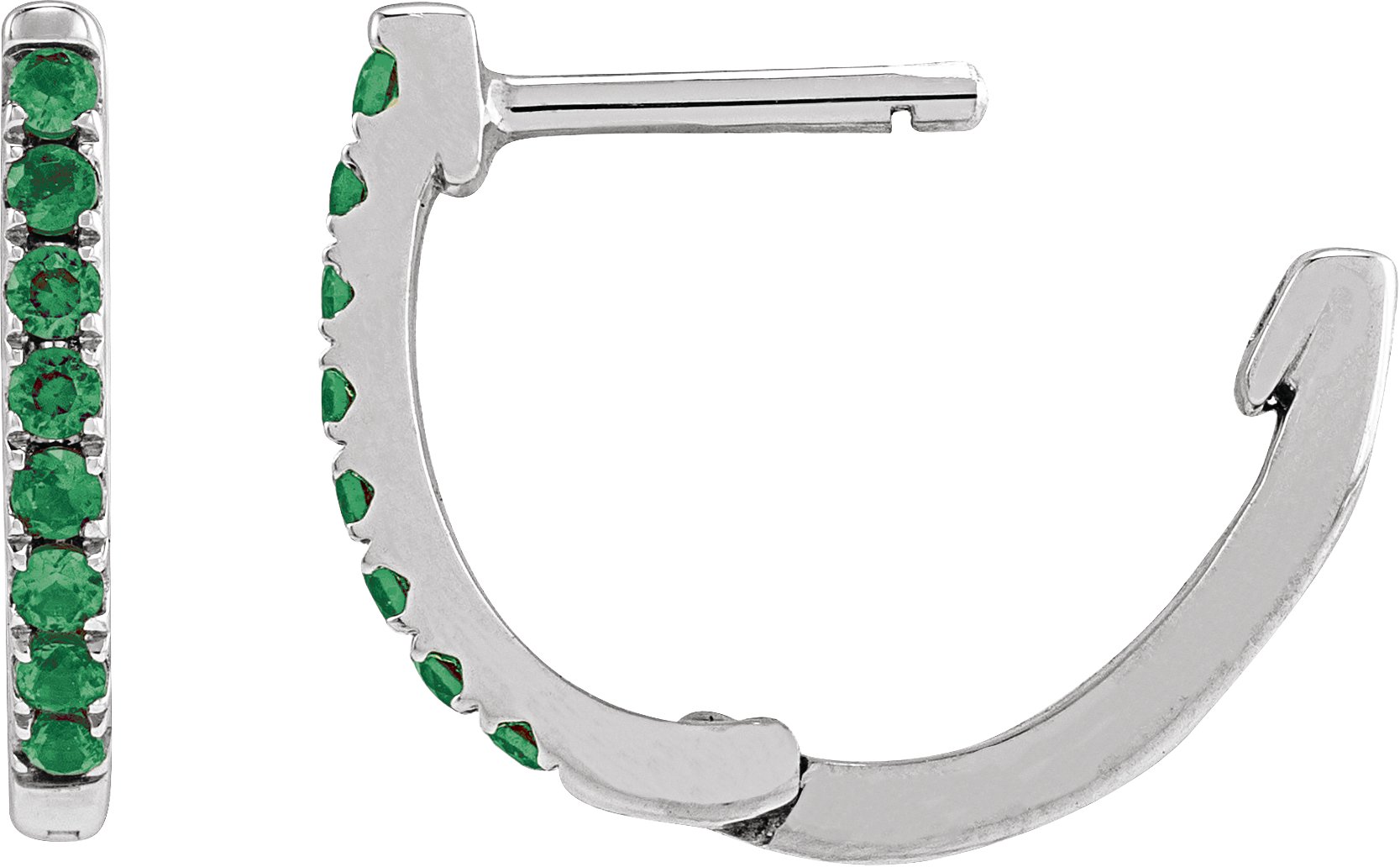 Lab-Grown Emerald 12.95 mm Hoop Earrings view 3