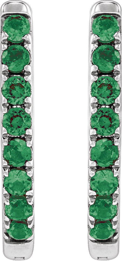 Lab-Grown Emerald 12.95 mm Hoop Earrings view 2