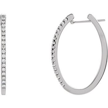 14K White .50 CTW Diamond 29 mm Hoop Earrings Ref 1744491
