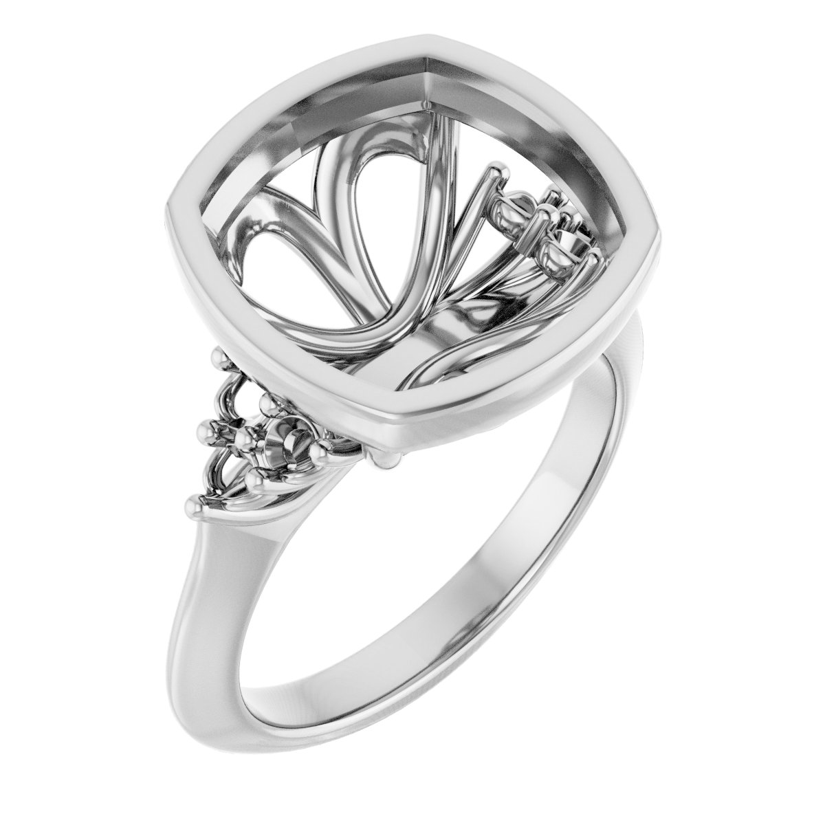 Bezel-Set Accented Engagement Ring